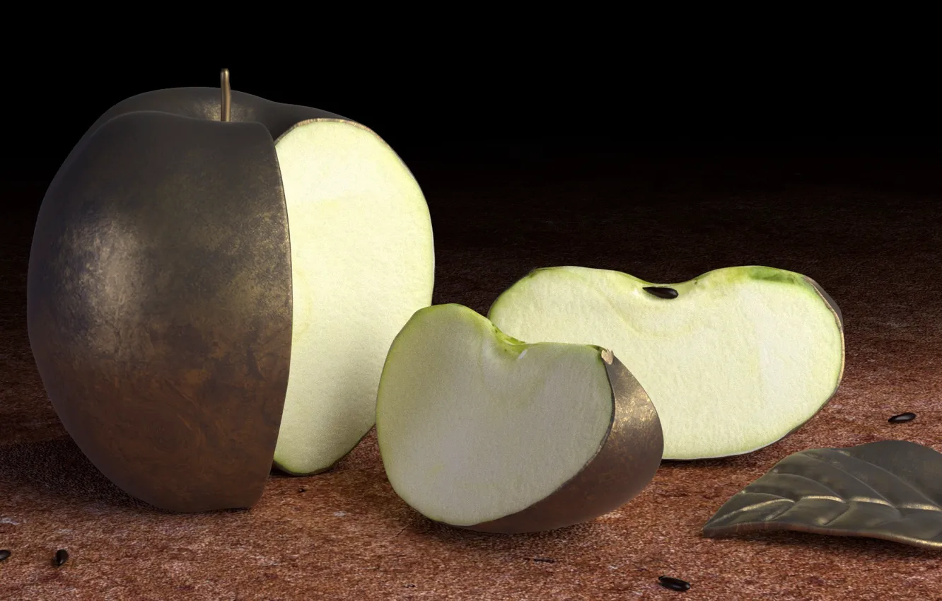 Фото обои металл, яблоко, твердое