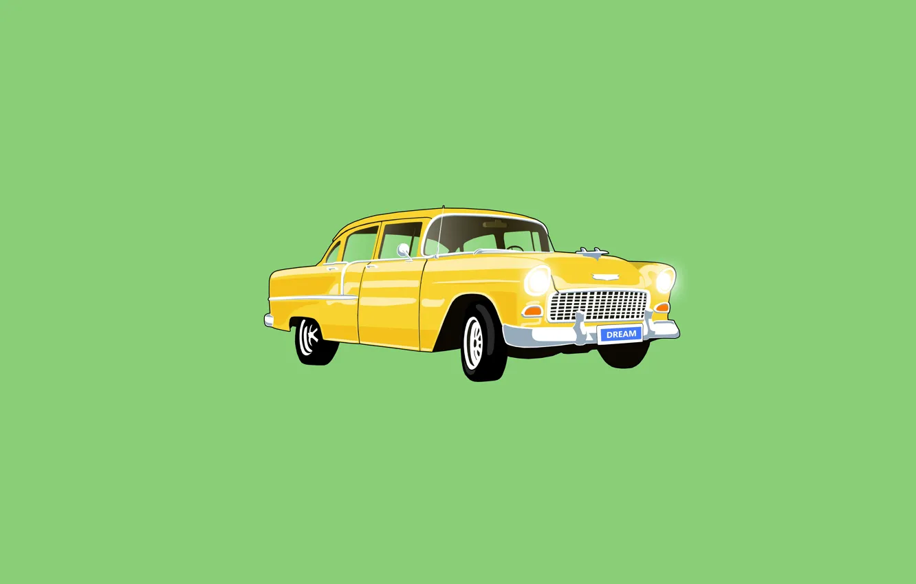 Фото обои car, dream, yellow, old car