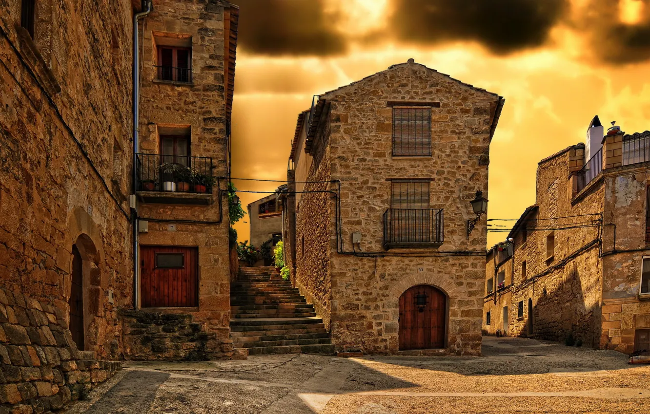 Фото обои дома, площадь, архитектура, Испания, старый город, Spain, Aragón, Teruel