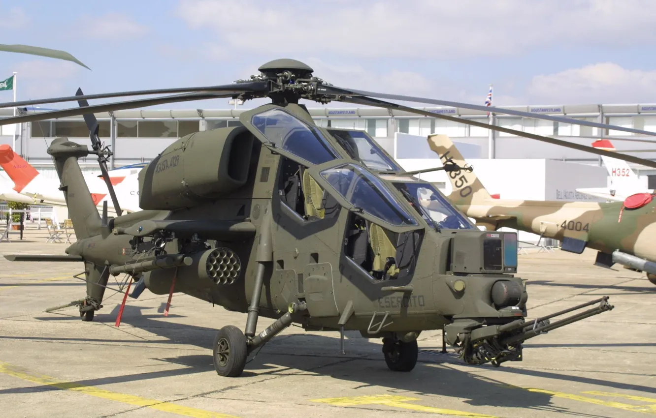 Фото обои Вертолет, Ударный, Agusta, Выставка, A 129