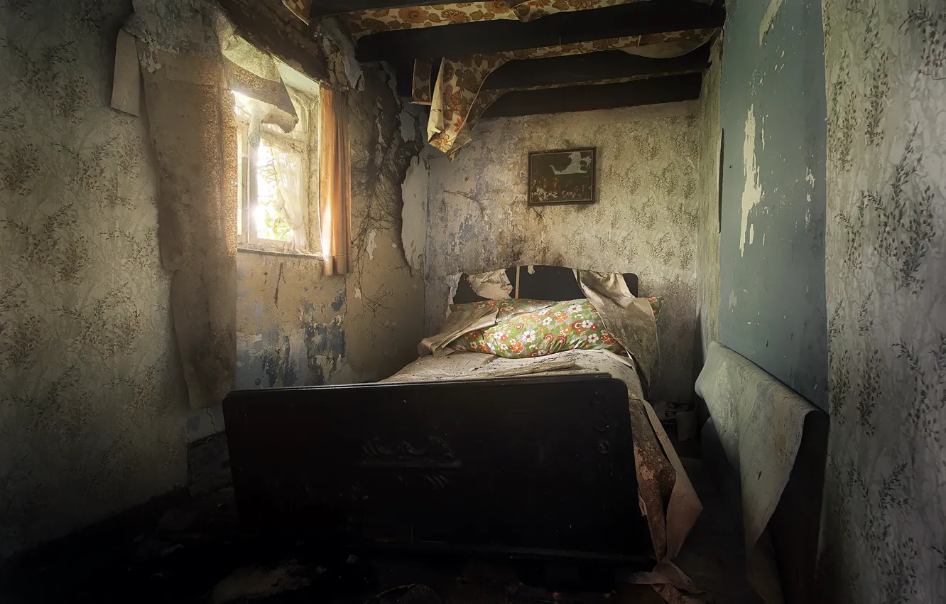 Фото обои комната, кровать, окно