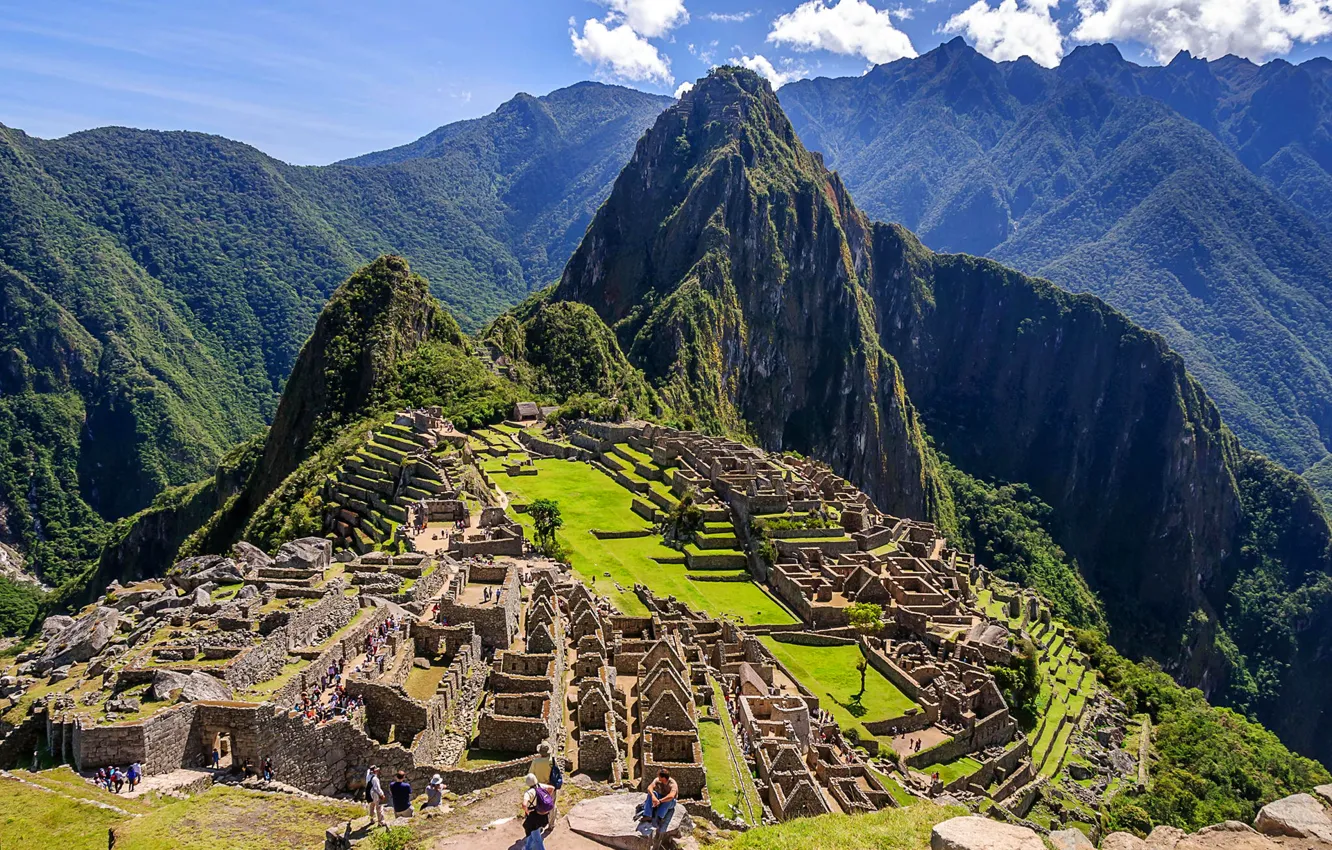 Фото обои небо, горы, город, Перу, Мачу-Пикчу, Machu Picchu, инки