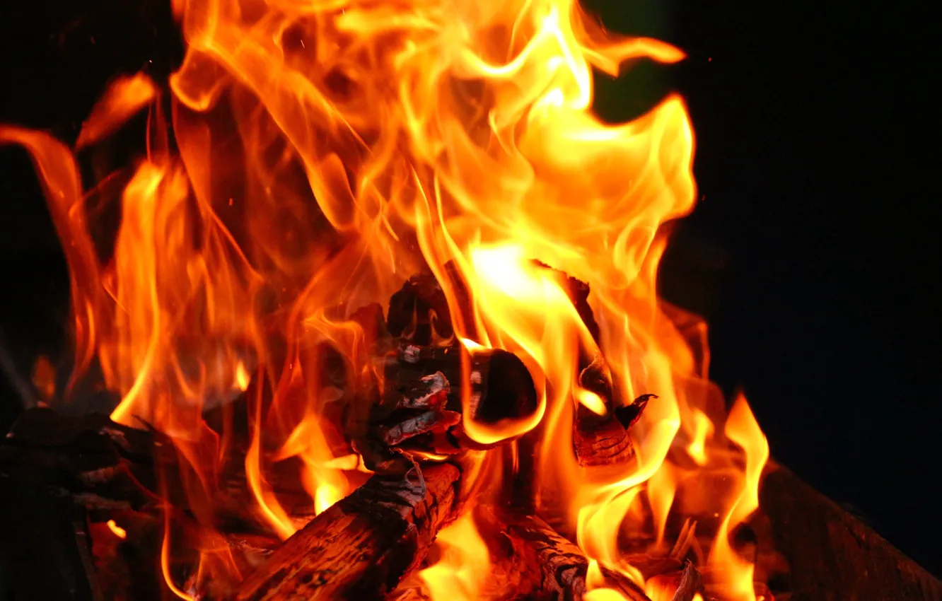 Фото обои огонь, пламя, дрова, мангал