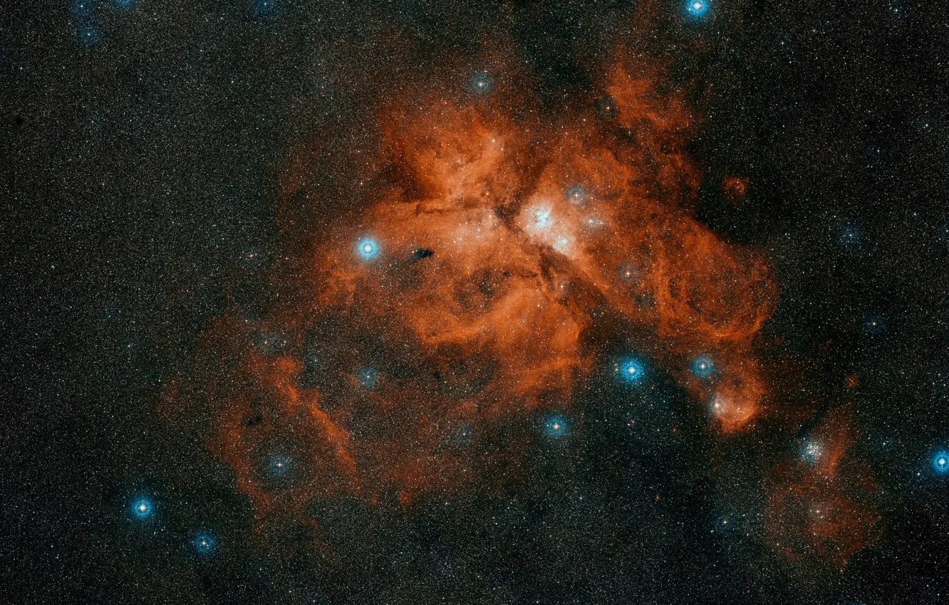 Фото обои Eta Carinae, Constellation Carina, Field of view, η Car A, η Car B, Trumpler 16 …