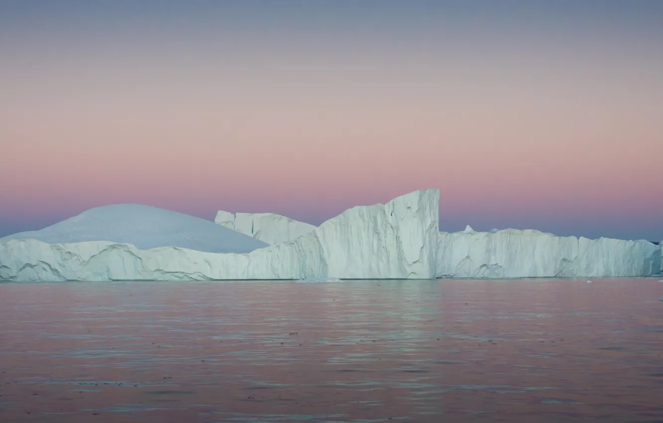 Фото обои ocean, sunset, iceberg
