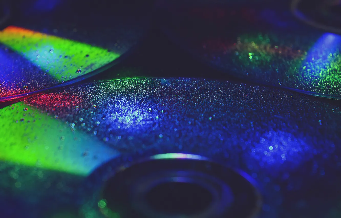 Фото обои цвета, макро, компакт диск