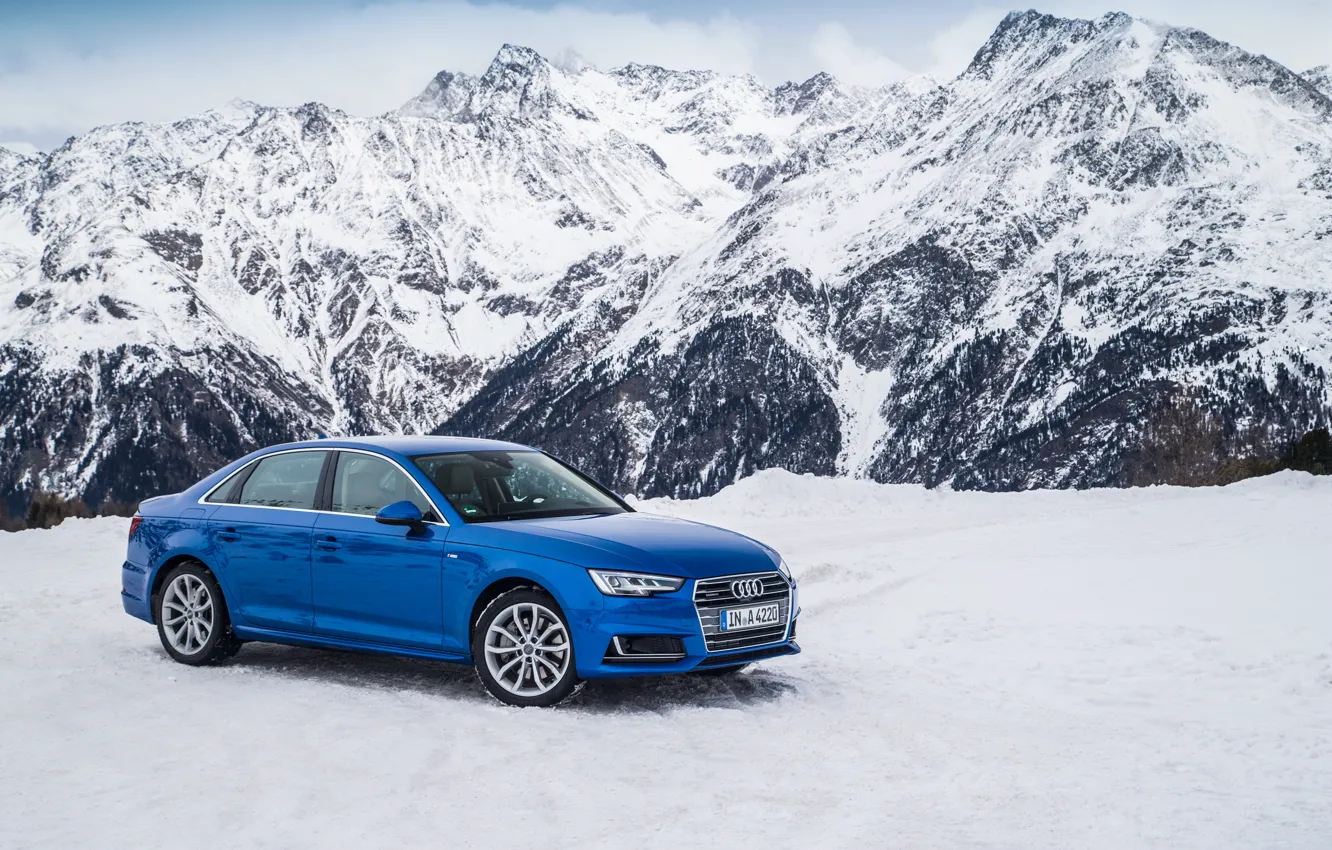 Фото обои зима, снег, горы, Audi