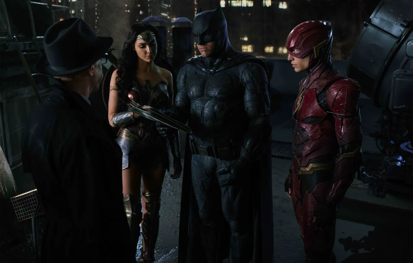 Фото обои batman, бэтмен, готэм, gal gadot, wonder woman, flash, dc comics, justice league