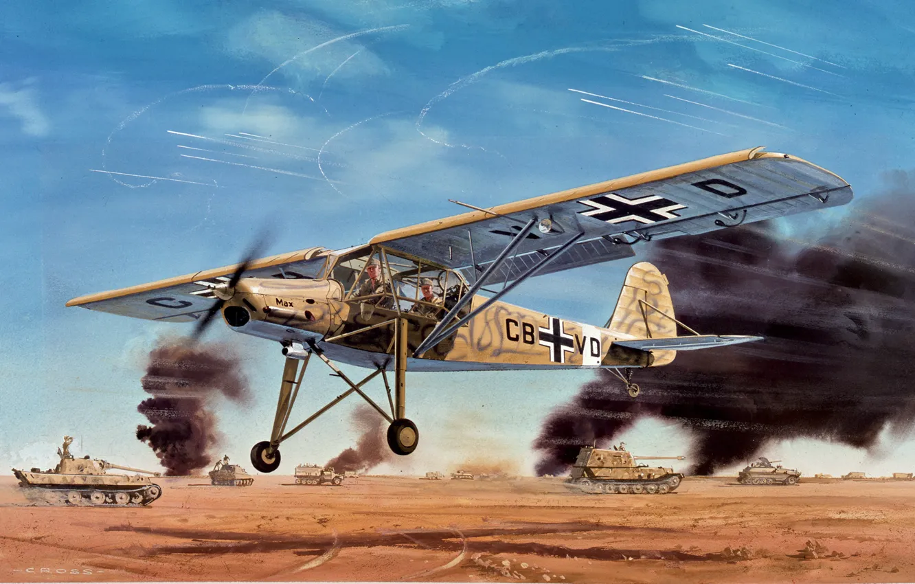 Фото обои Люфтваффе, Fi 156, Fieseler, Storch, немецкий армейский лёгкий самолёт разведки