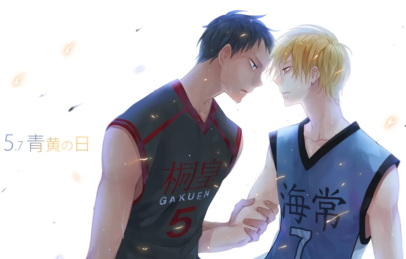 Фото обои аниме, парни, сережка, пот, блондин, Kise Ryouta, баскетбол куроко, Kuroko no Basket