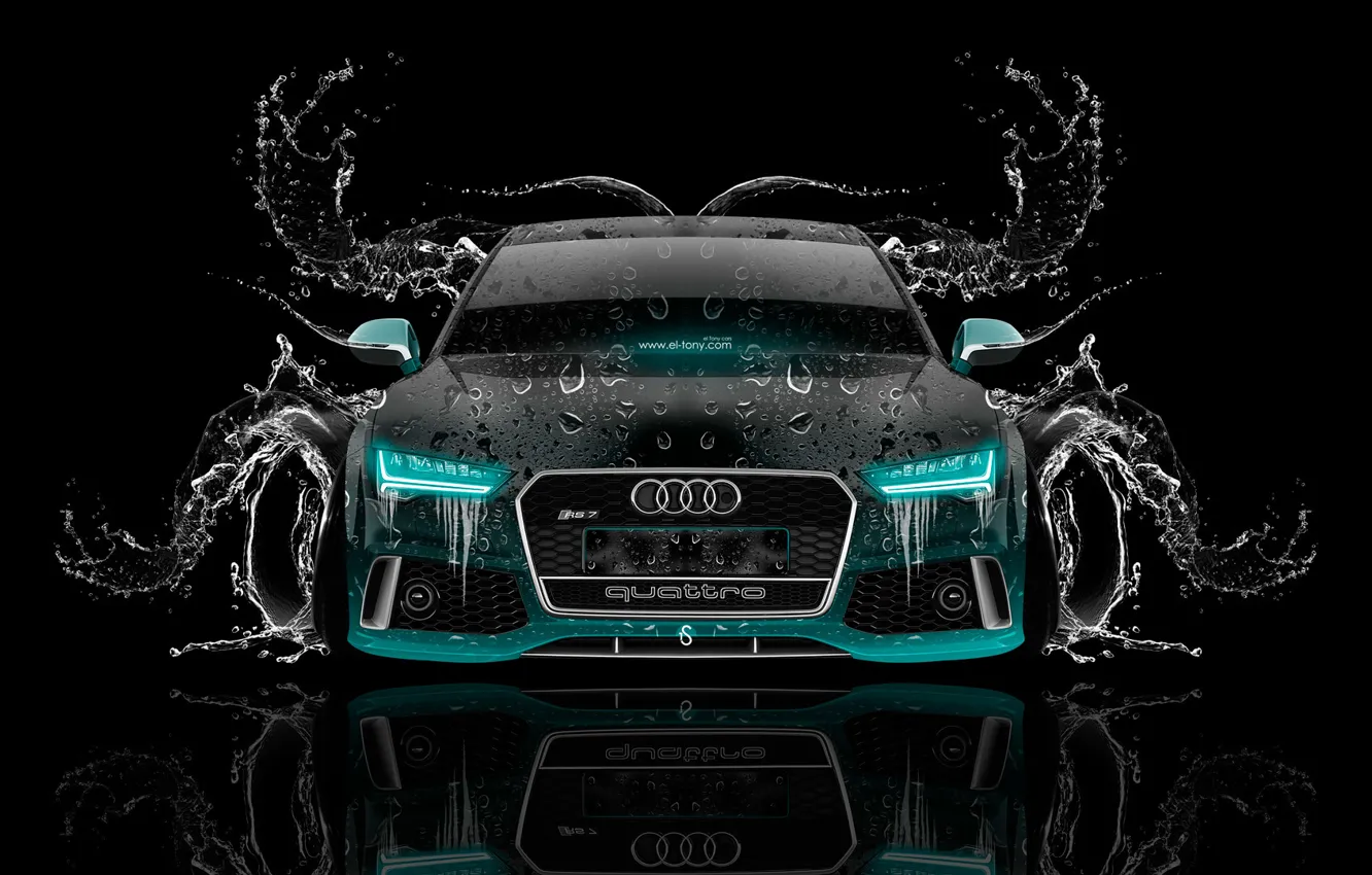 Фото обои Audi, Вода, Дизайн, Черный, Ауди, Неон, Машина, Стиль
