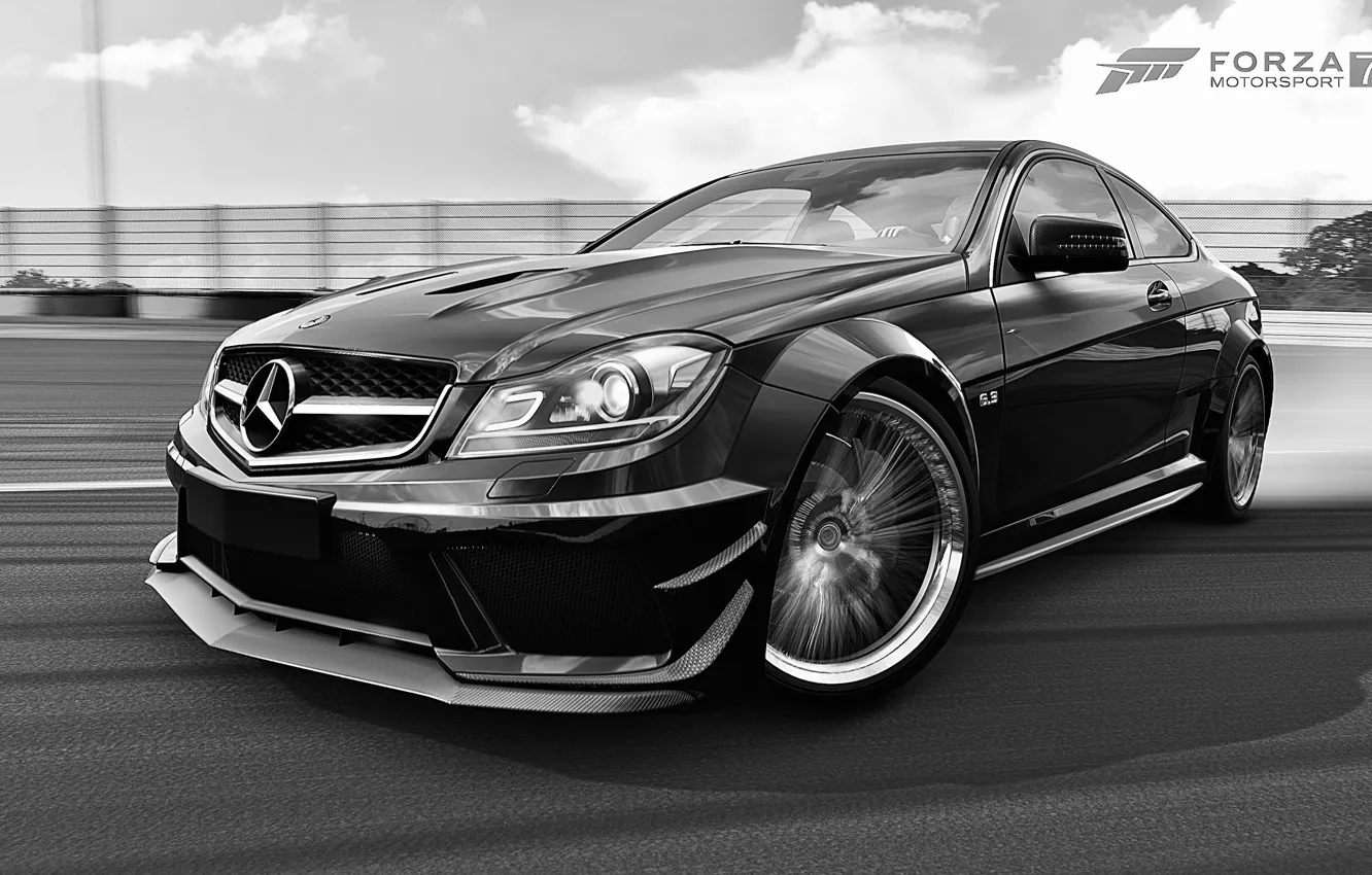 Фото обои HDR, Mercedes, Benz, Drift, AMG, C Class, Game, Mercedes Benz C 63 AMG Coupe Black …