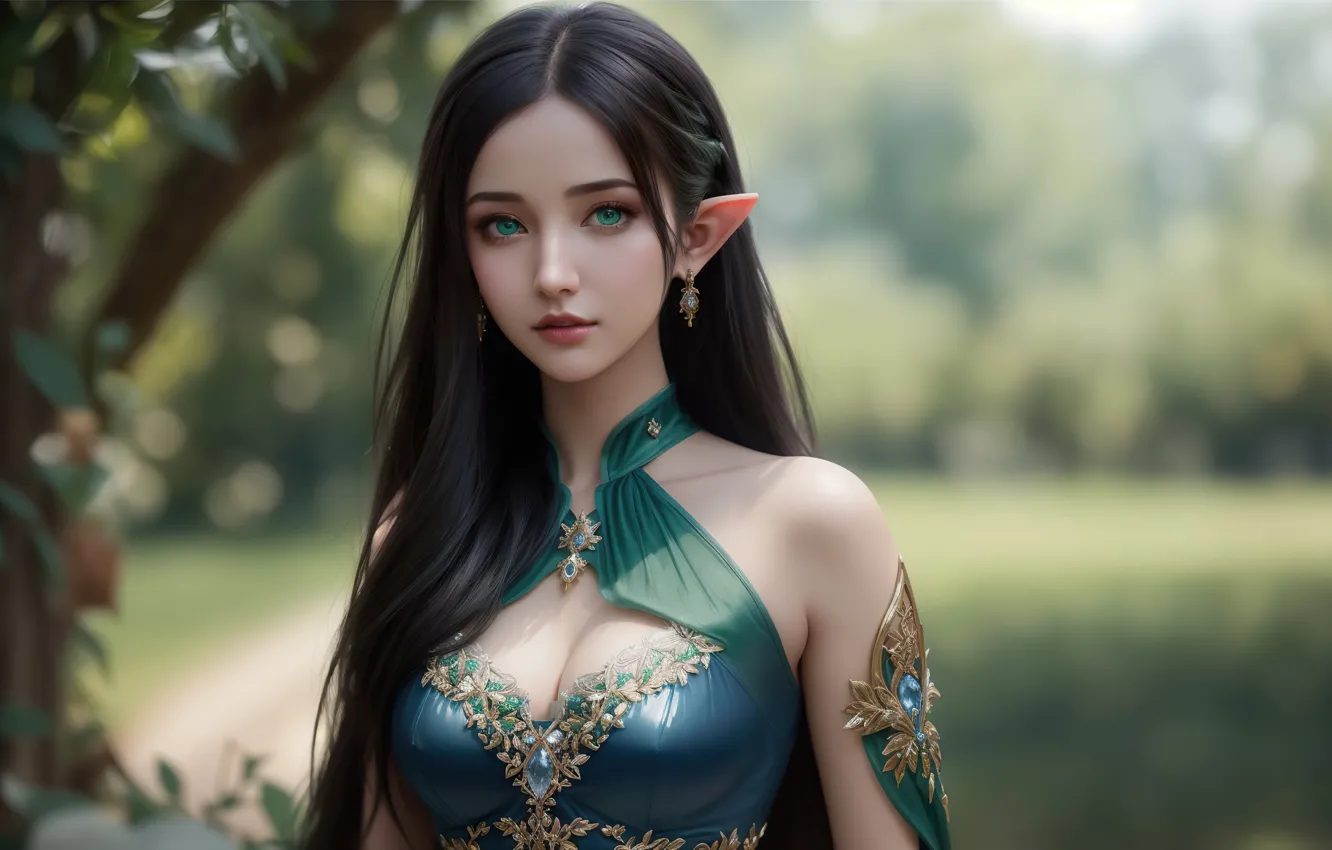 Фото обои girl, fantasy, nature, art, elf, digital art, fantasy art, fantasy girl