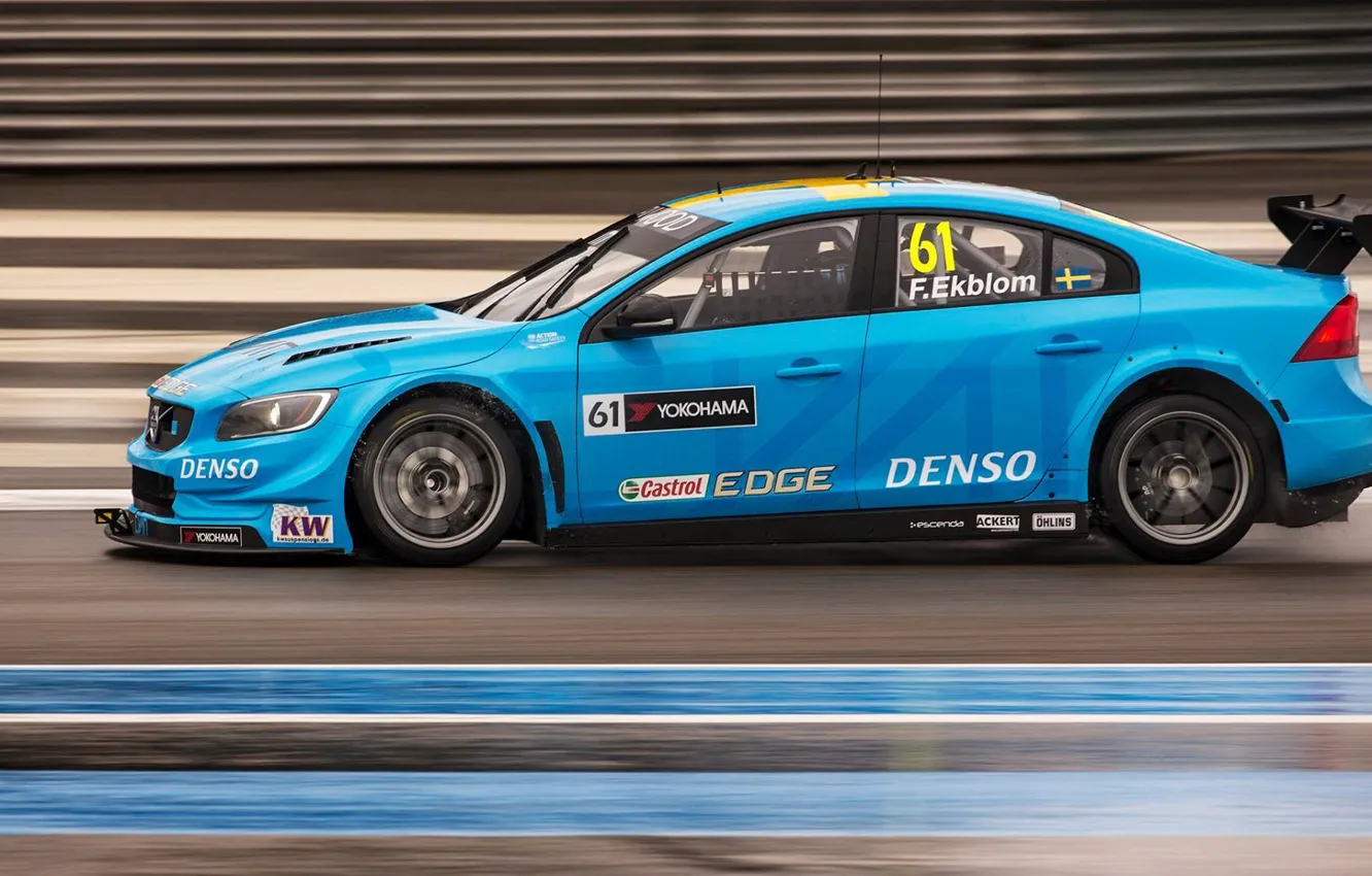 Фото обои Volvo, Профиль, Вольво, S60, WTCC, Polestar, Cyan, Ekblom