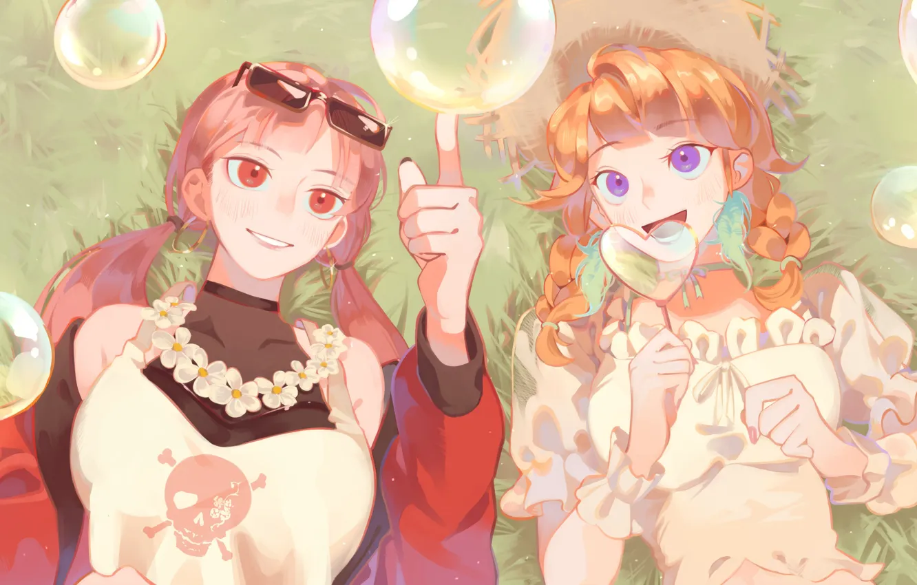 Фото обои пузыри, девушки, Hololive, Mori Calliope, Takanashi Kiara