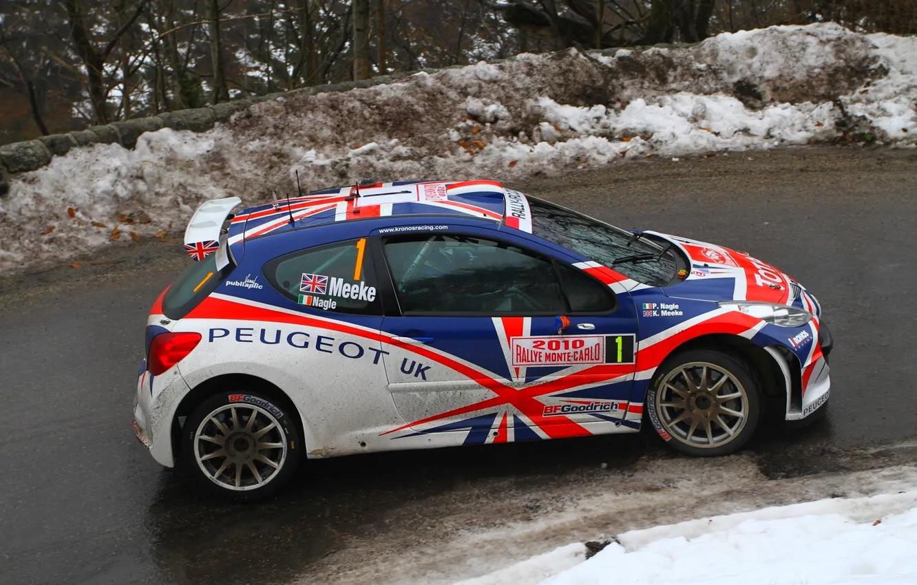 Фото обои Зима, Винил, Машина, Пежо, Великобритания, Peugeot, WRC, S2000