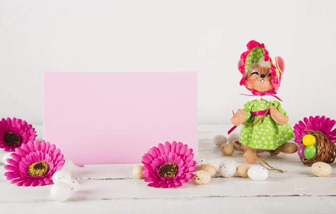 Фото обои цветы, игрушка, Кукла, Пасха, Яйца, Праздник