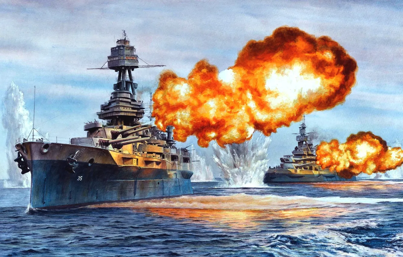 Фото обои корабль, арт, флот, сражение, американский, военный, линкор, Texas
