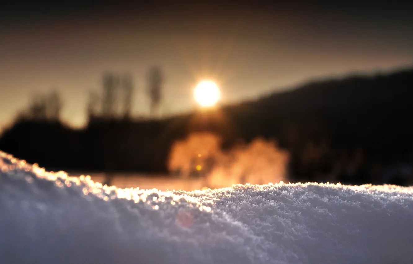 Фото обои зима, солнце, снег, утро, сугроб, холодно, испарение, искрится