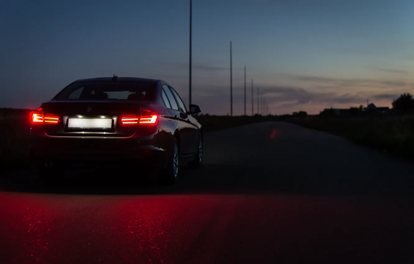 Фото обои car, bmw, road, night, 320