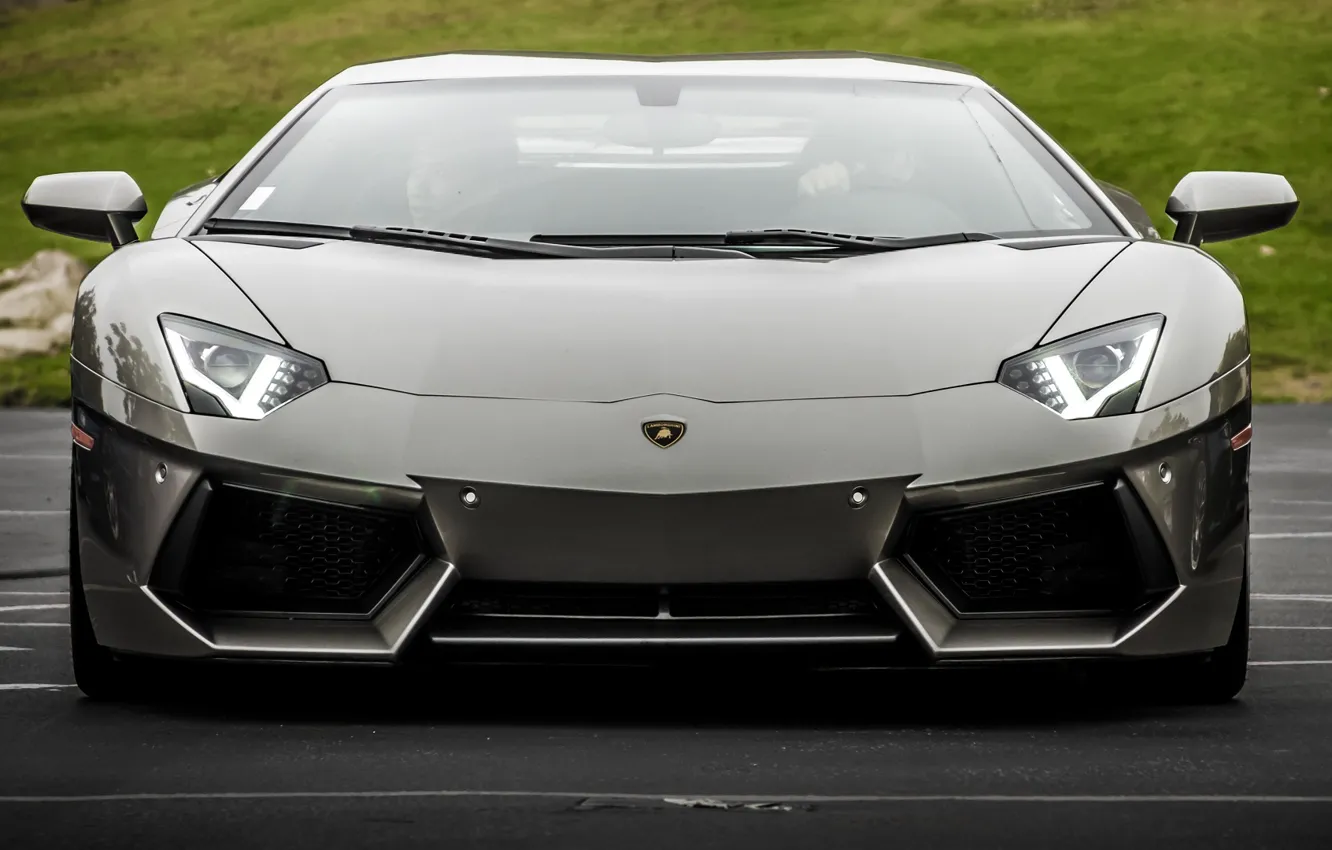 Фото обои Lamborghini, Front, LP700-4, Aventador, Silver