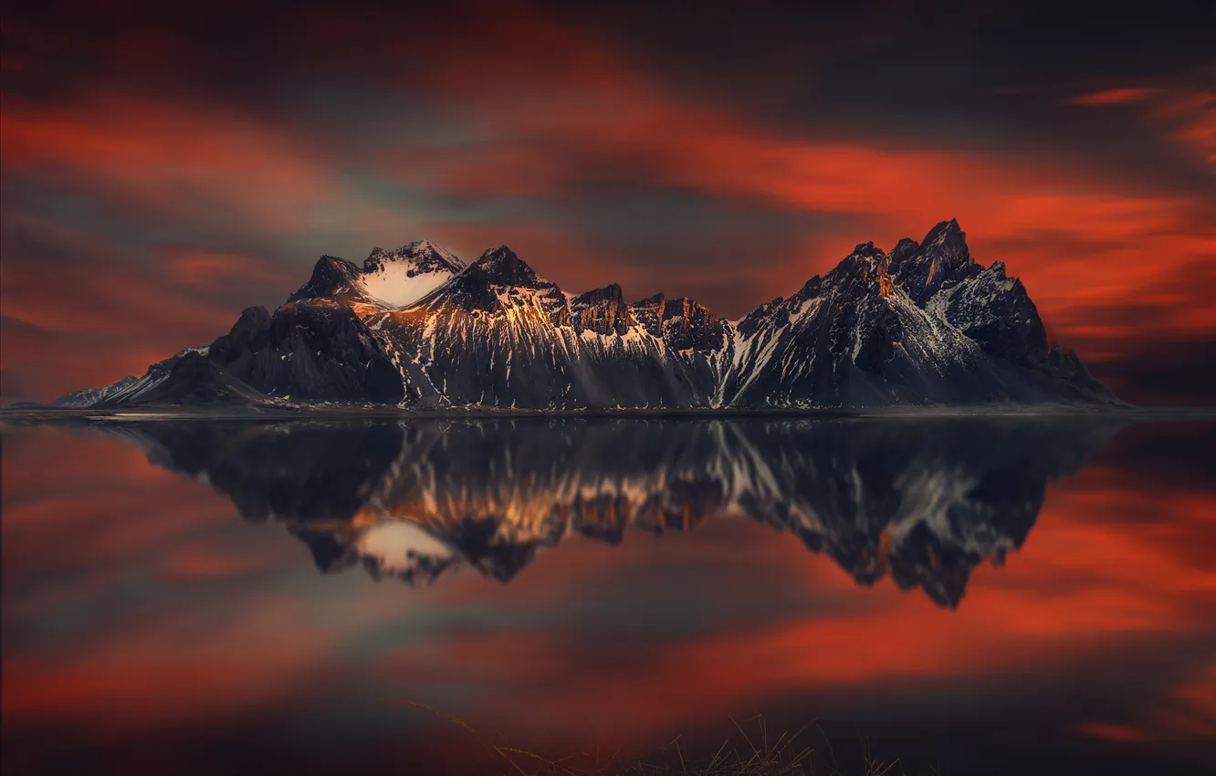 Фото обои Природа, Красота, Nature, Beautiful, Scenery, Lake, Reflection, Stokksnes