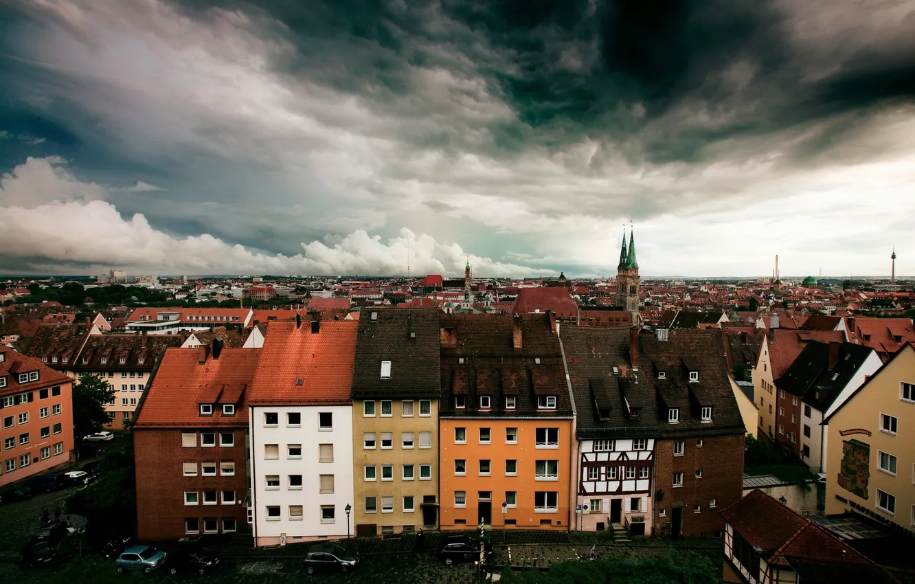 Фото обои небо, город, дома, германия, Нюрнберг