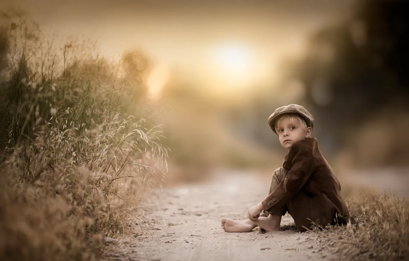 Фото обои взгляд, природа, мальчик