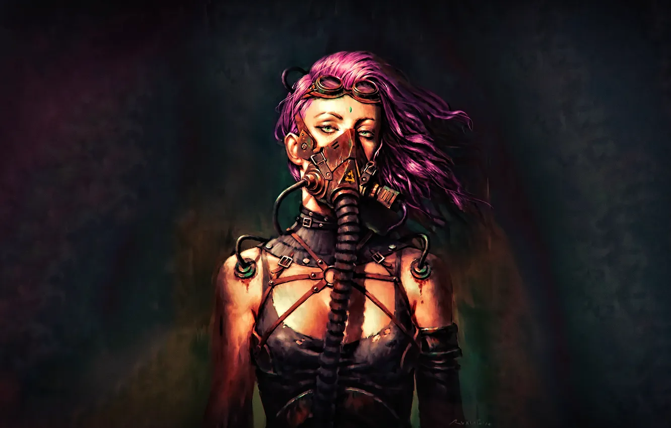 Фото обои science fiction, women, digital art, artwork, futuristic, purple hair, looking at viewer, science fiction women