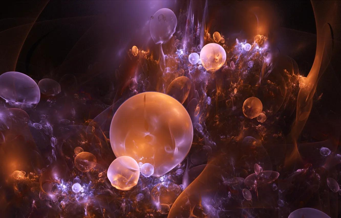 Фото обои абстракция, пузыри, цвет, жидкость