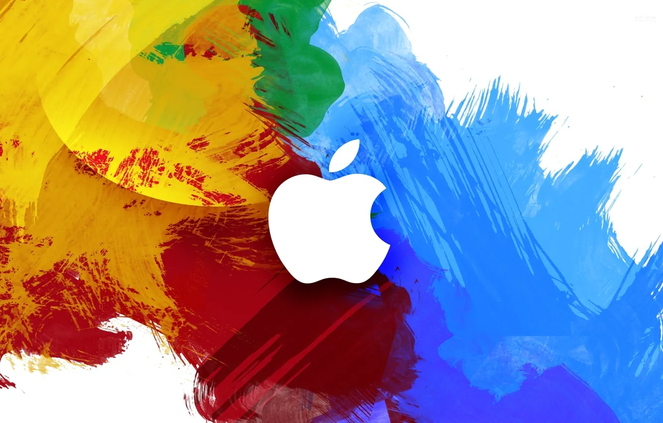 Фото обои компьютер, краски, apple, яблоко, пятна, mac, телефон, ноутбук