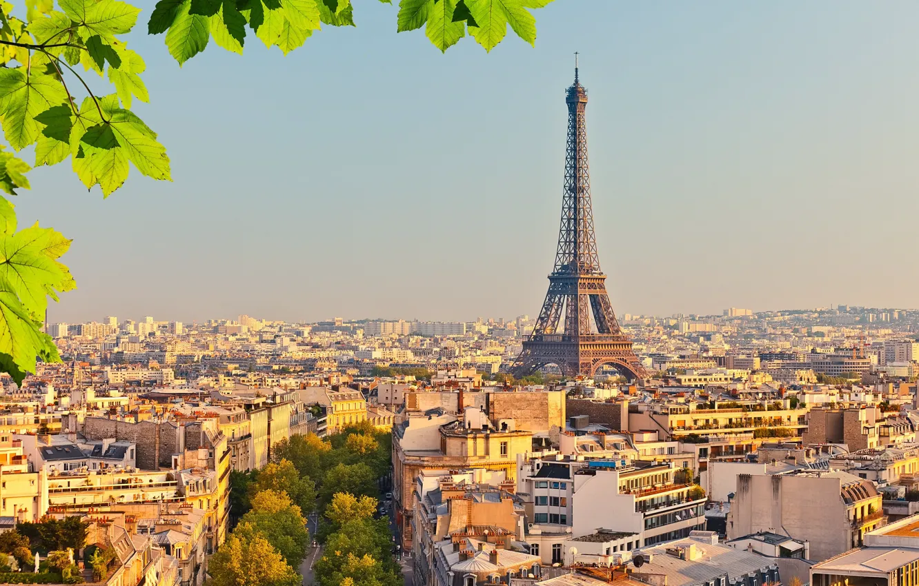 Фото обои город, Париж, башня, Эйфелева башня, достопримечательность, tower, sunset, Eiffel