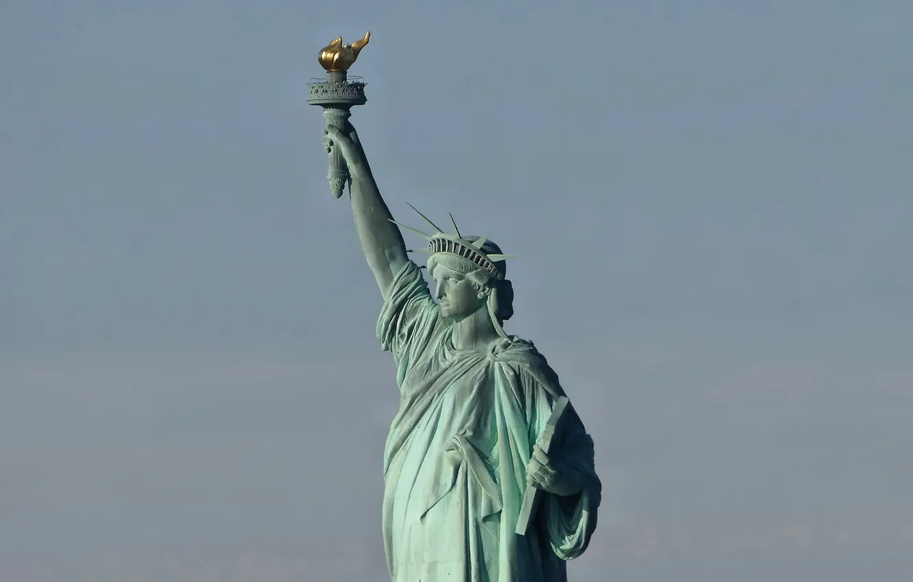 Фото обои свобода, город, статуя, new york city, statue of liberty