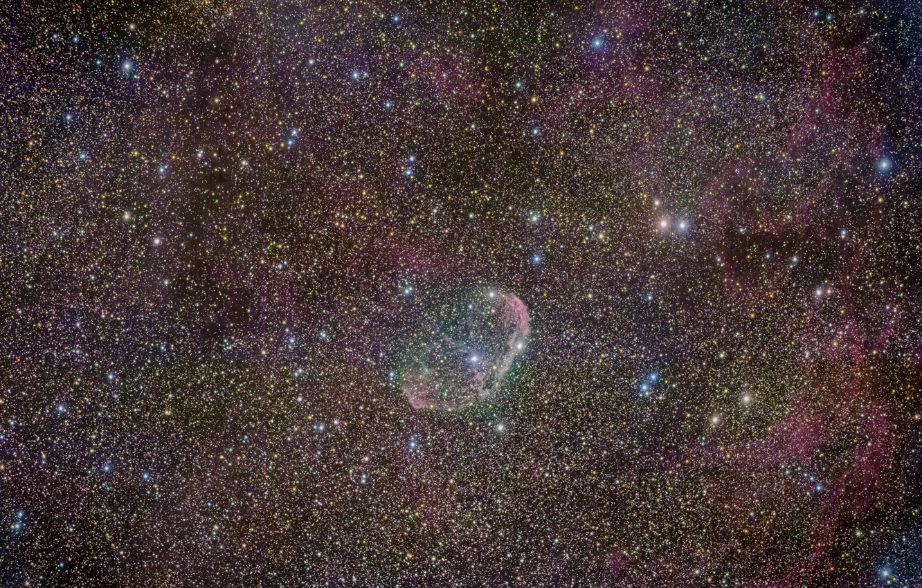 Фото обои туманность, Лебедь, Полумесяц, в созвездии, эмиссионная, NGC6888