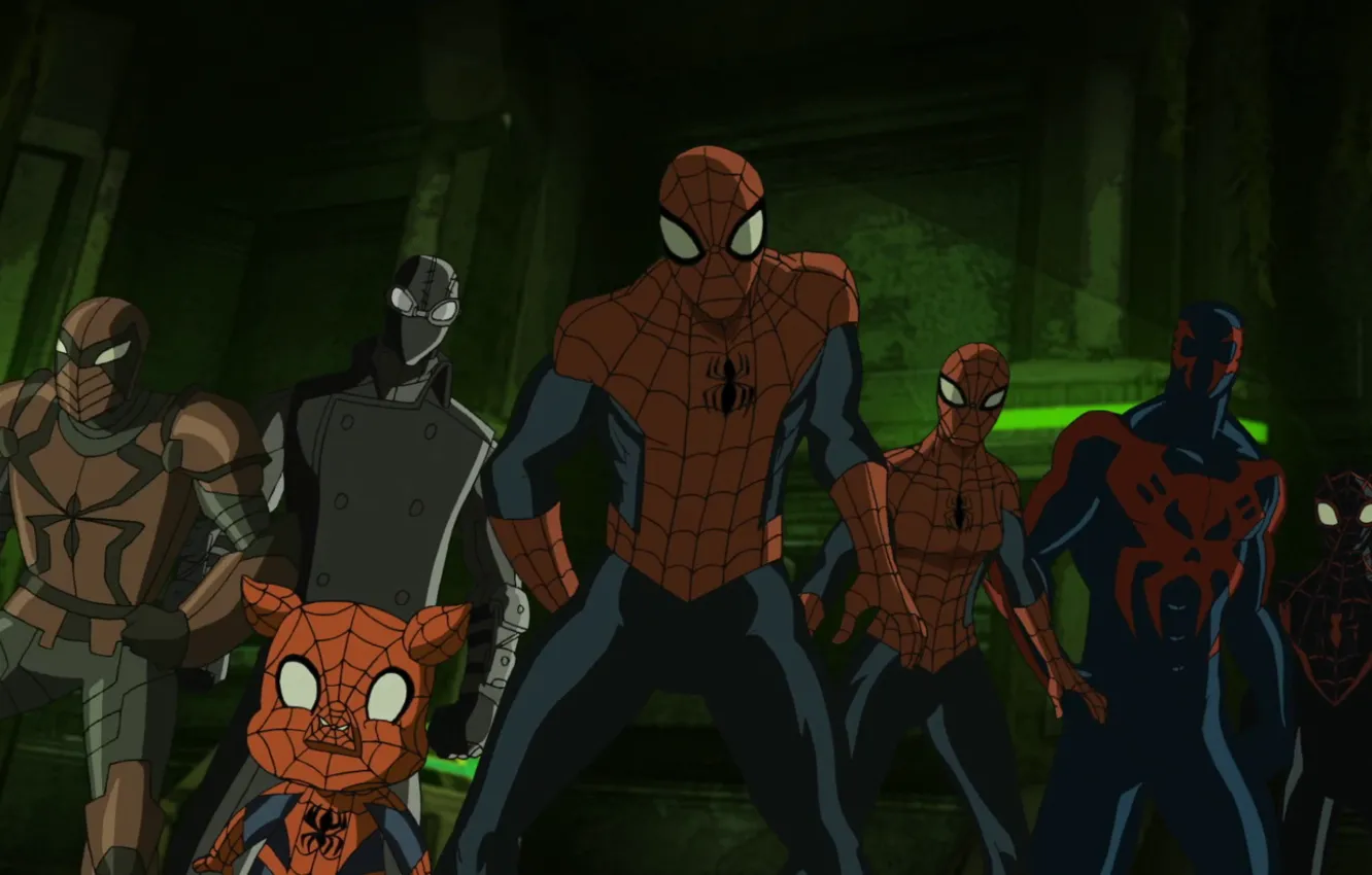 Фото обои spider girl, spider man 2099, ultimate spider man, spider pig, Miles Morales Ultimate Spider Man, …