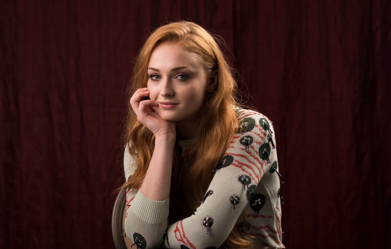 Фото обои девушка, актриса, рыжая, Game of Thrones, Sophie Turner, USA Today