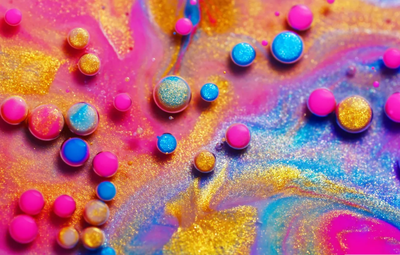 Фото обои шарики, краски, объем, флуоресценция