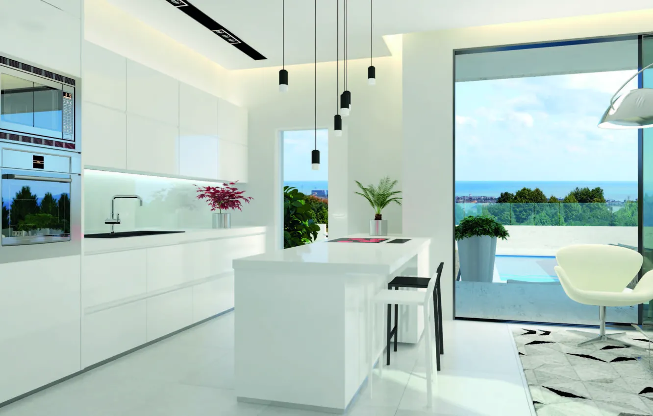 Фото обои дизайн, стиль, интерьер, кухня, Spain, villa