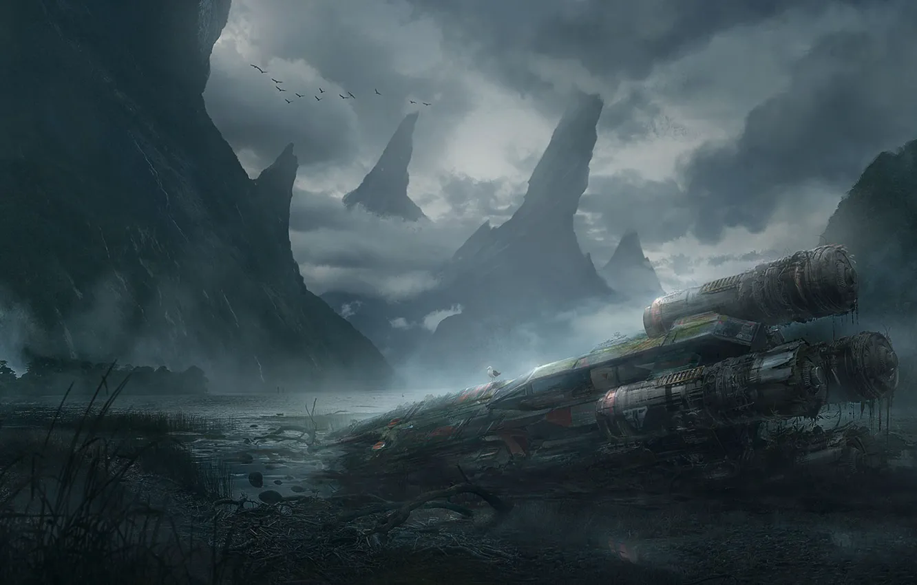 Фото обои обломки, Sebastien Hue, Scars Of A Past Generation, wrecked ship