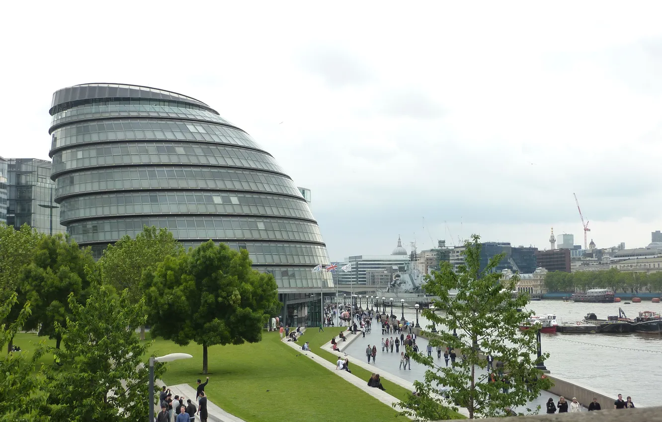 Фото обои дизайн, город, стиль, здание, архитектура, экстерьер, uniquely designed buildings along the River Thames in London
