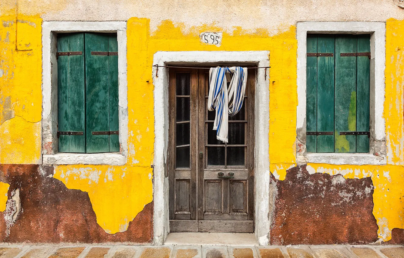 Фото обои дом, окна, дверь, Италия, Italy, Бурано, Burano