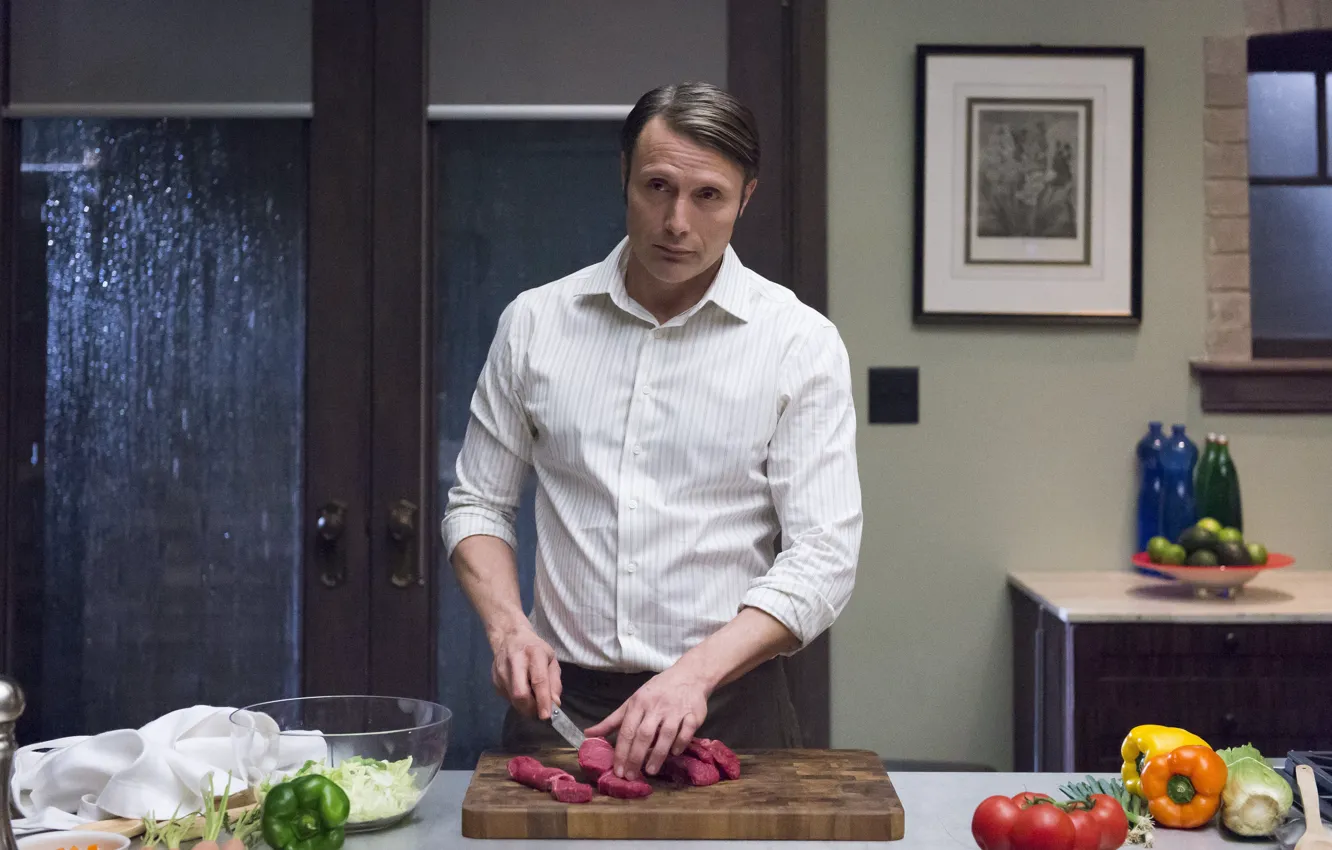 Фото обои кухня, нож, доктор, актер, сериал, овощи, мужчины, персонаж