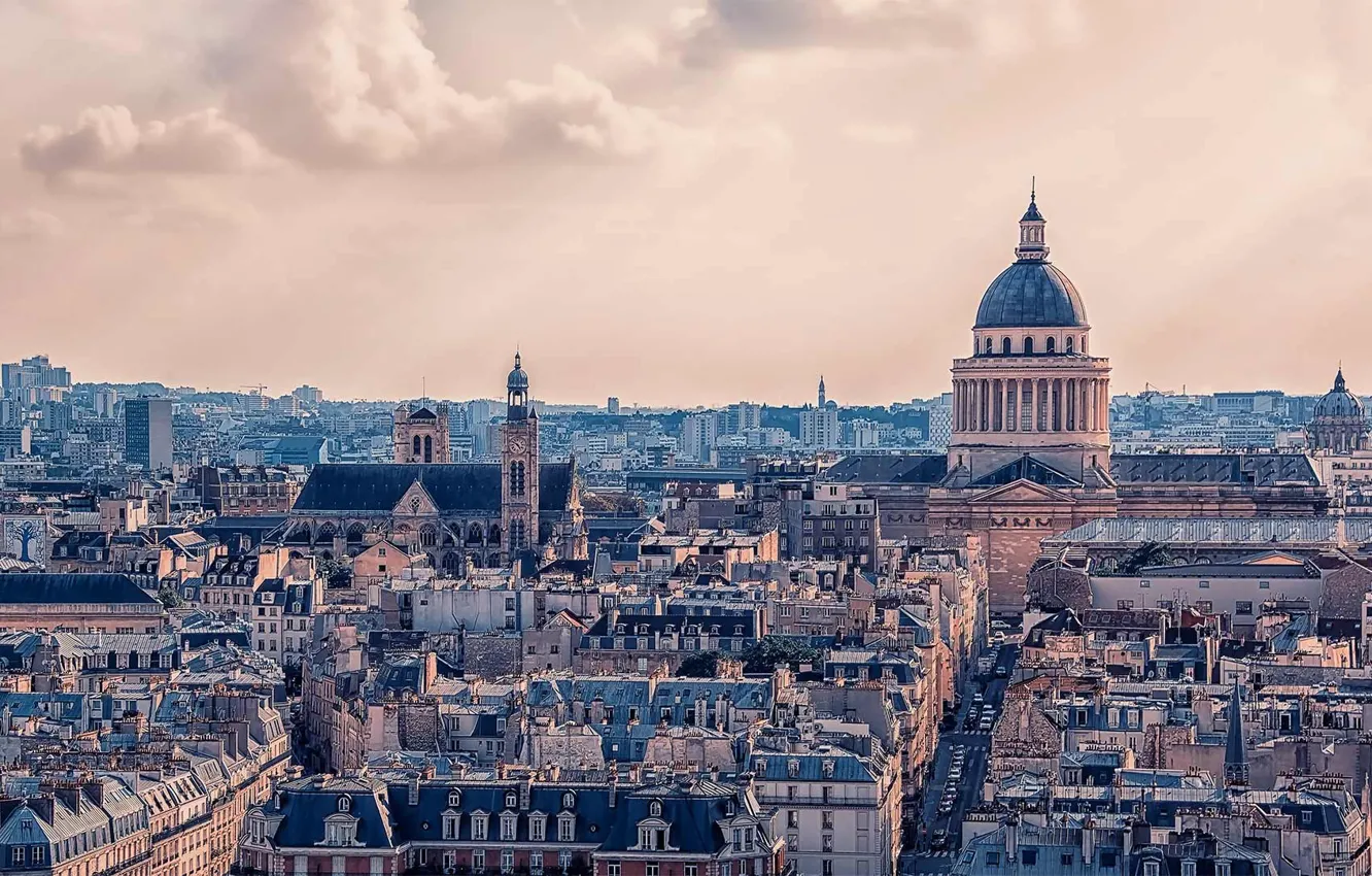 Фото обои Франция, Париж, панорама, Пантеон, Латинский квартал