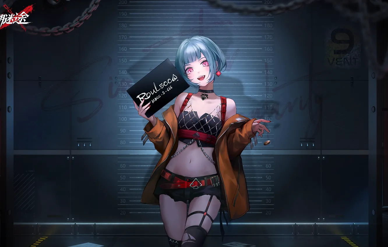 Фото обои purple eyes, belly, anime girls, blue hair, short shorts, MBCC, Path to Nowhere