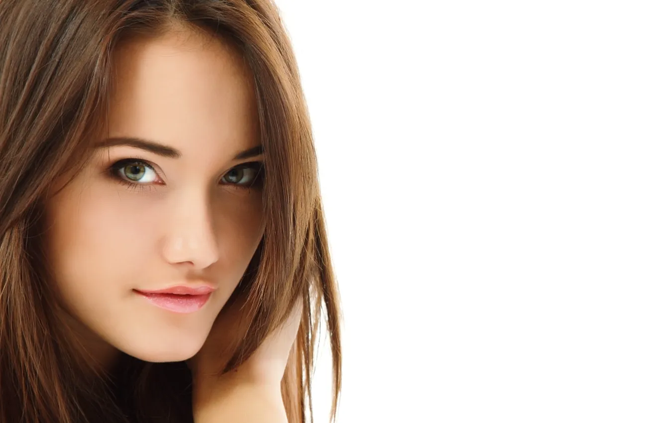 Фото обои взгляд, девушка, лицо, волосы, портрет