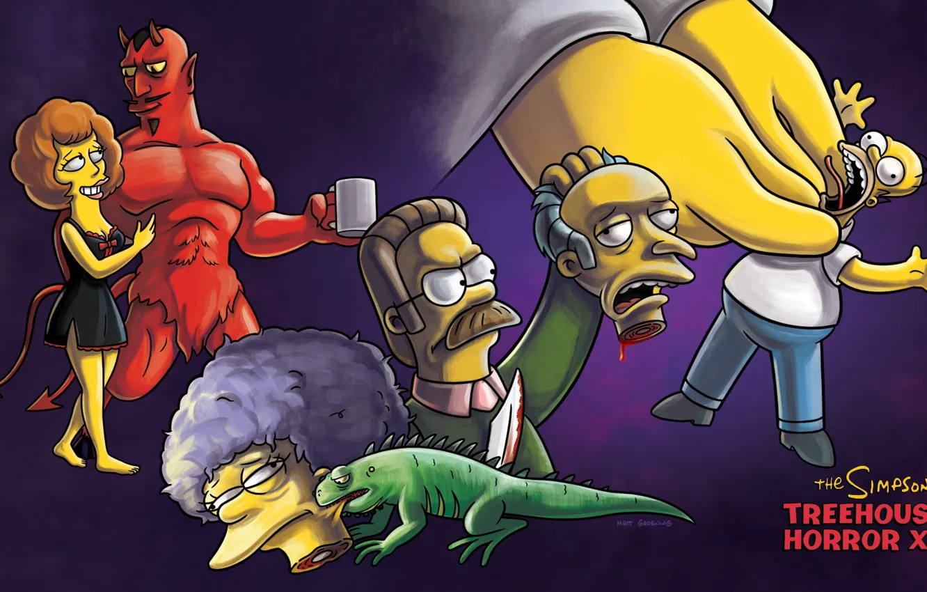 Фото обои Симпсоны, Рисунок, Гомер, Simpsons, Арт, Ужас, Мультфильм, The Simpsons