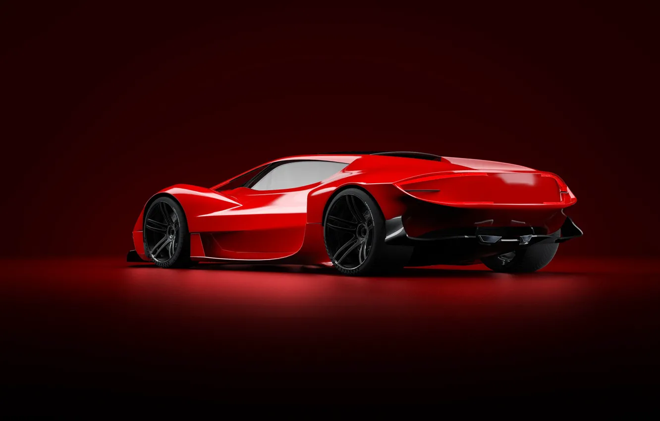 Фото обои Красный, Машина, Стиль, Фон, Red, Car, Art, Render