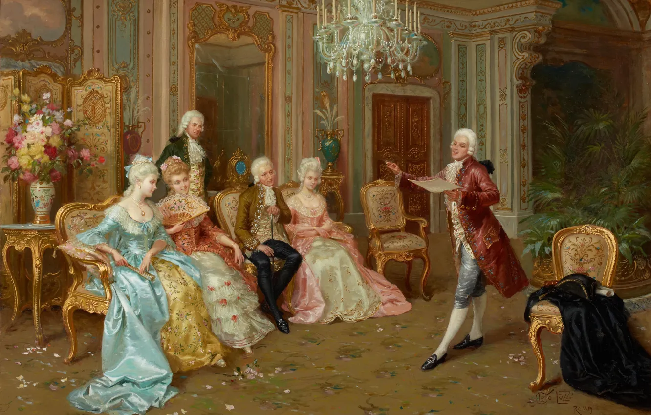 Фото обои картина, живопись, painting, Vittorio Reggianini, изящный век, 1798