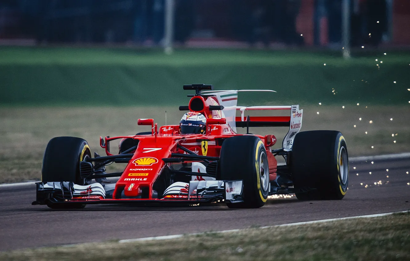 Фото обои car, Ferrari, sport, red, Formula 1, race, Kimi Raikkonen, competition