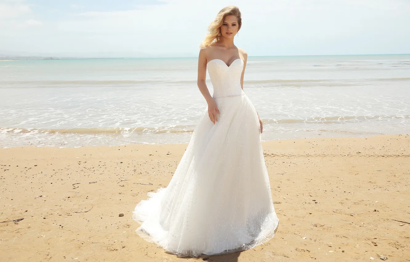 Фото обои white, dress, woman, young, beautiful, pretty, blonde